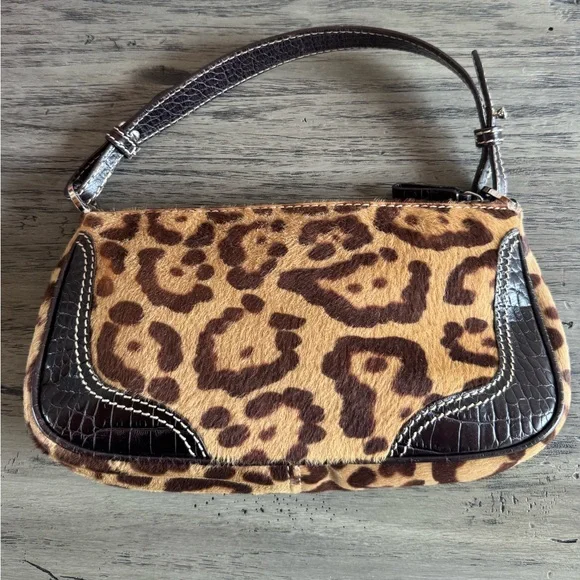 Vintage Valentino Leopard Print Pony Hair Shoulder Bag - Picture 2 of 14